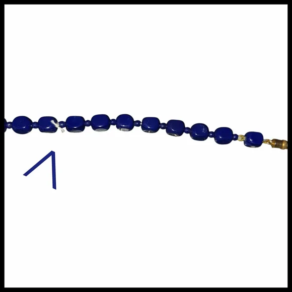 Classic Navy Beaded Long Necklace - Vintage - Picture 12 of 12